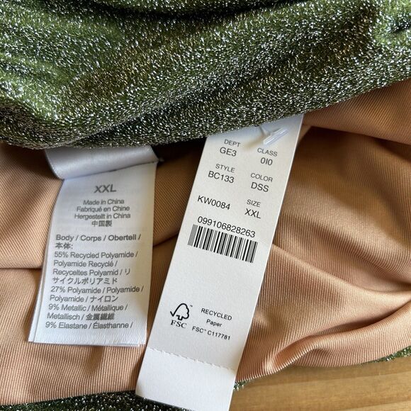 NWT J. Crew High Cut Tie Waist Bikini Bottom Green Sparkle BC133 Size XXL - Picture 5 of 7
